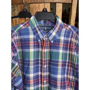 Ralph Lauren Men’s Shirt LARGE CLASSIC FIT Plaid Long Sleeve Gingham Button Down